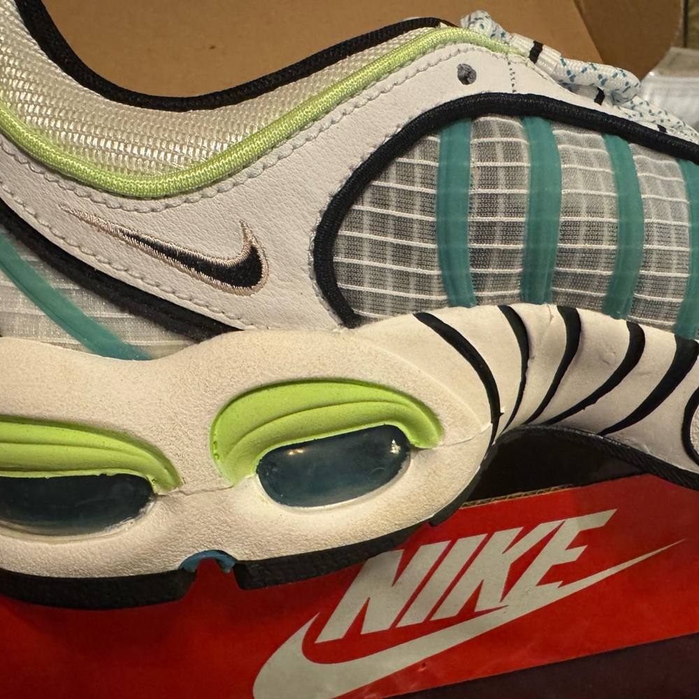 Nike air max White and Lime Green Athletic Shoes